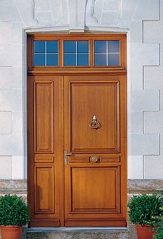 Exemple d'une porte d'entrée en Bois